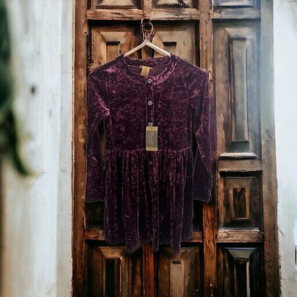 NWT Wrangler Retro‎ Modern Git Girls Cowgirl Velour Long Sleeve Dress Size Large